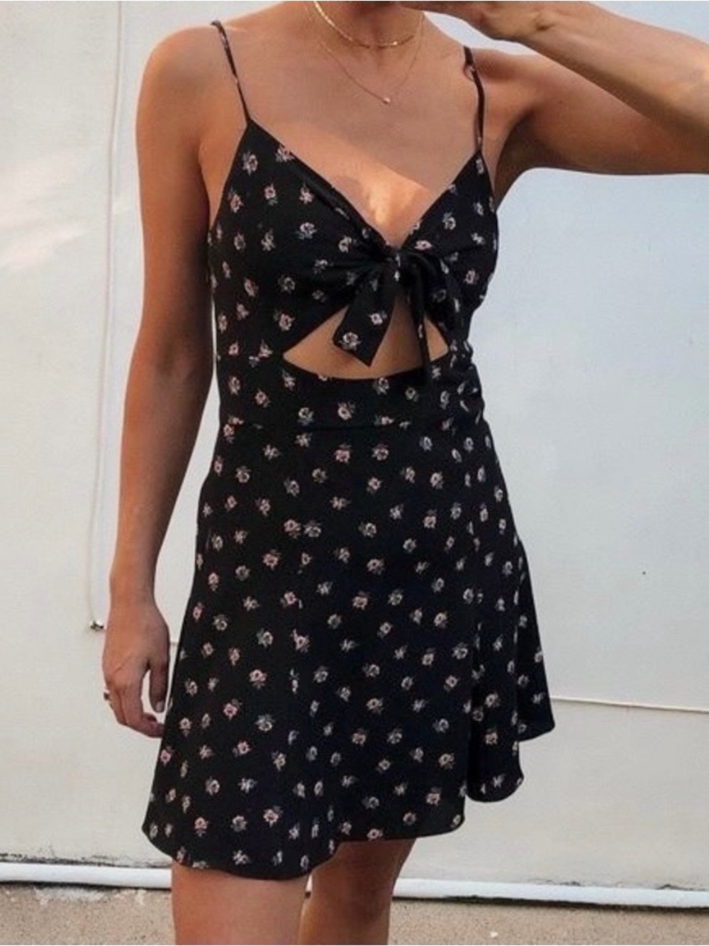 Callipygian Floral Print Cut Out Mini Dress
